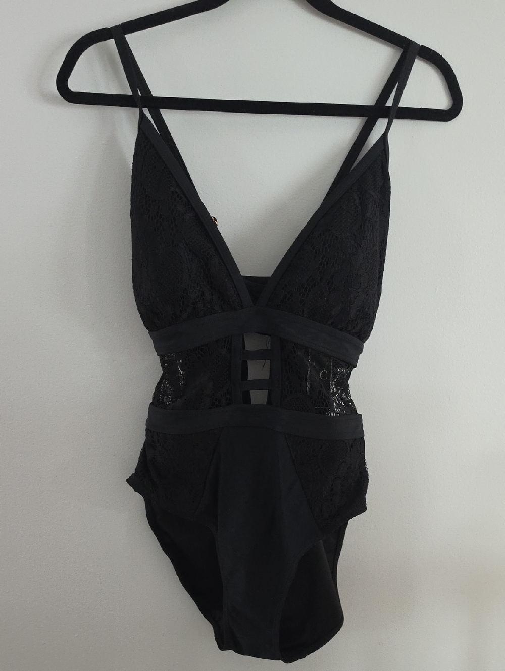 New York & Company Black Lace Strappy Chemise